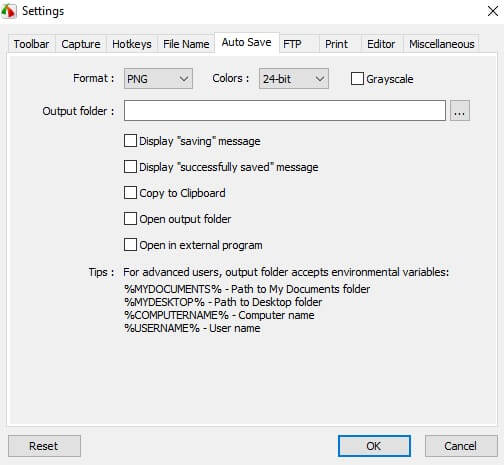 change output location on Faststone screen capture