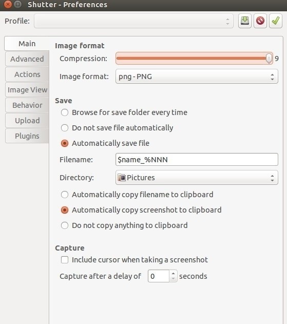 Edit Default Settings on Shutter Screenshot Tool